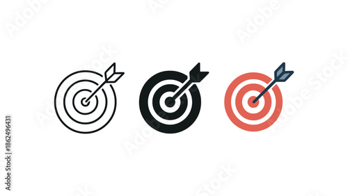 Three different target icons with arrows hitting the bullseye.