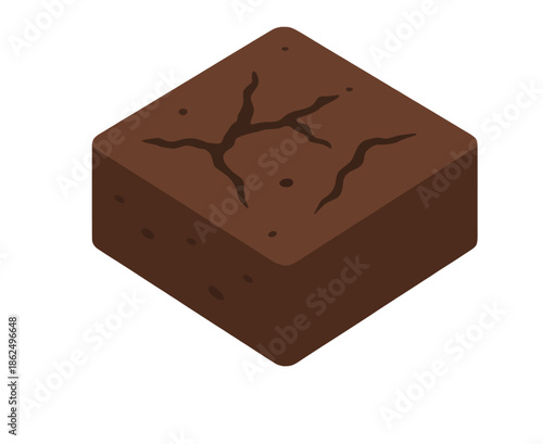Chocolate Brownie Cube Illustration.