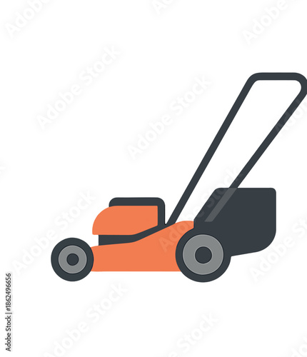 Orange Lawnmower Garden Tool.