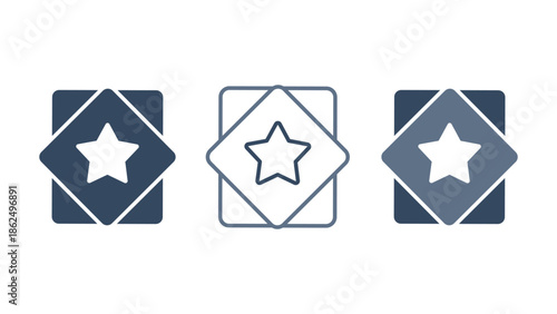 Star Badge Square Icon Set