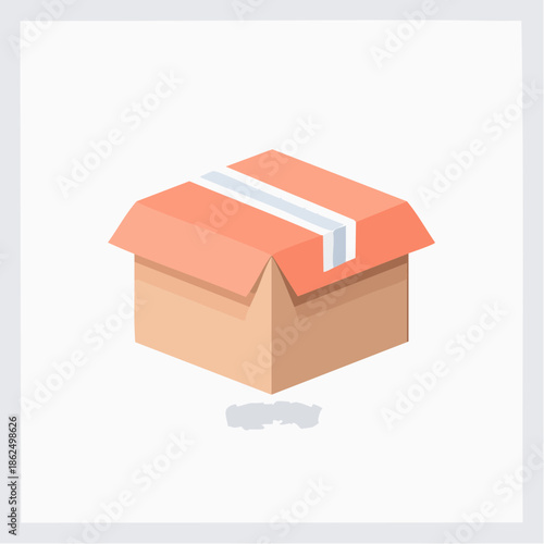 Single location pin outline vector icon near cardboard box with open flap, minimal geometry, uniform stroke width