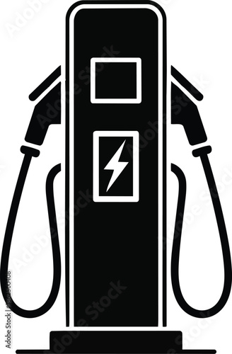 Electric vehicle charging station icon with two charging ports