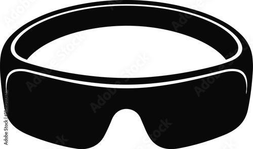 Stylish black futuristic sunglasses on a white background