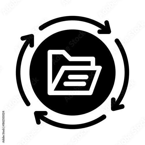 Open folder with refreshing arrows, ideal for technology presentations, digital designs, software updates, and data management concepts. Renewal concept illustration.
