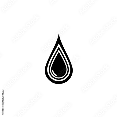 Minimalist black water drop or teardrop symbol