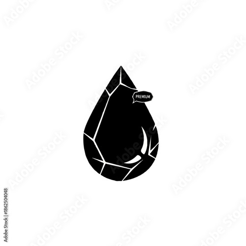 Premium Faceted Liquid Drop Graphic Symbol