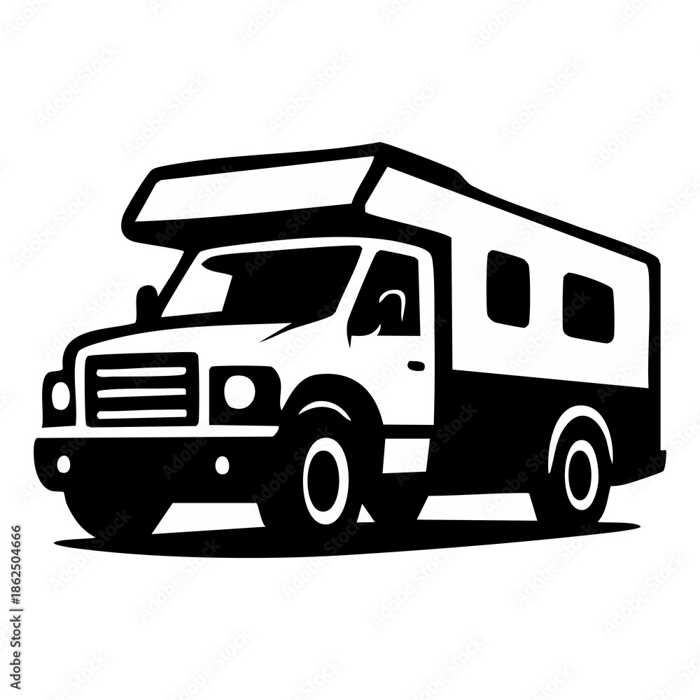 Fototapeta premium Camper Van Motorhome Recreational Vehicle Illustration.