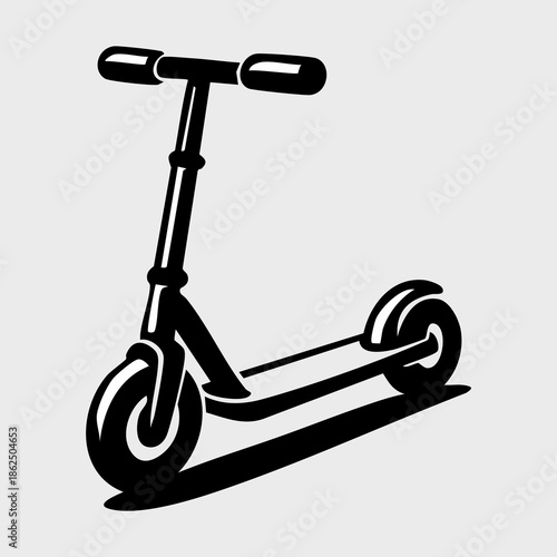 Black Electric Scooter on White Background.