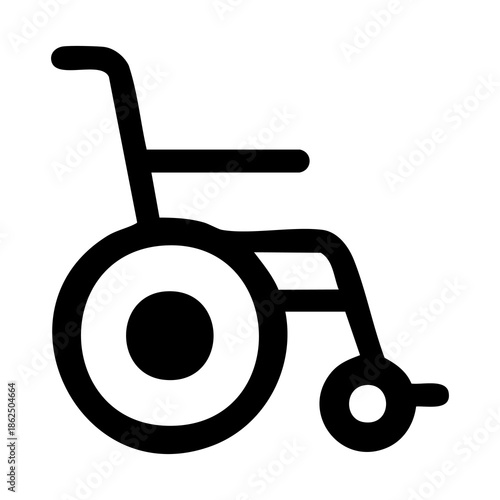 Black Silhouette of a Wheelchair Icon.