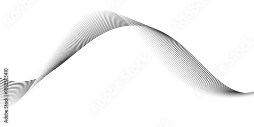 Abstract wave element for design. Digital frequency track equalizer. Stylized line art background. Vector illustration. Wave with lines created using blend tool. Curved wavy line, smooth stripe.