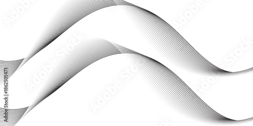 Abstract wave element for design. Digital frequency track equalizer. Stylized line art background. Vector illustration. Wave with lines created using blend tool. Curved wavy line, smooth stripe.