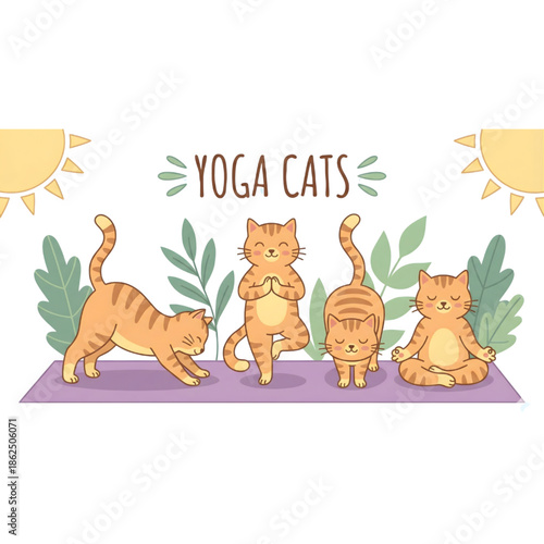 Cat Yoga Pose Vector Illustration