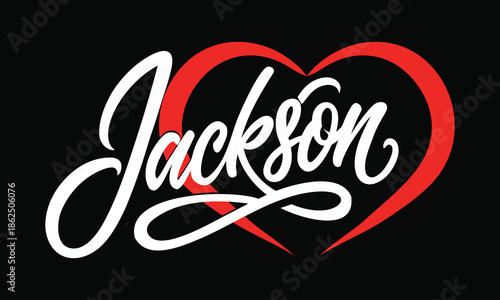 A stylized heart with the name Jackson in elegant cursive script