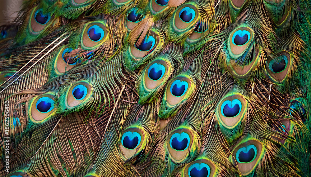 Obraz premium Textured Background Of Peacock Feathers