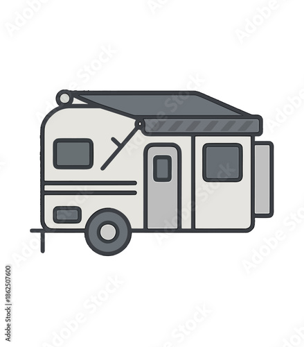 Simple Camper Van Illustration.
