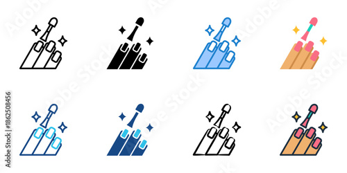 Manicure icons set multiple style collection. Editable stroke 
