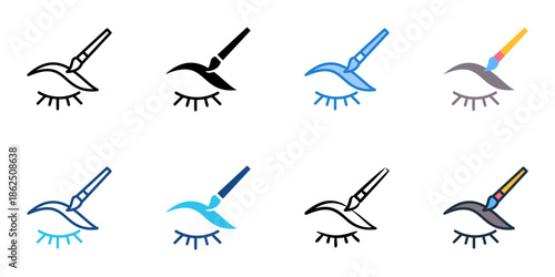 Eyebrow grooming icons set multiple style collection. Editable stroke 
