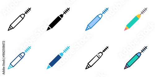 Eyebrow pencil icons set multiple style collection. Editable stroke 
