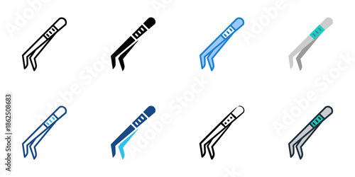 Tweezers icons set multiple style collection. Editable stroke 
