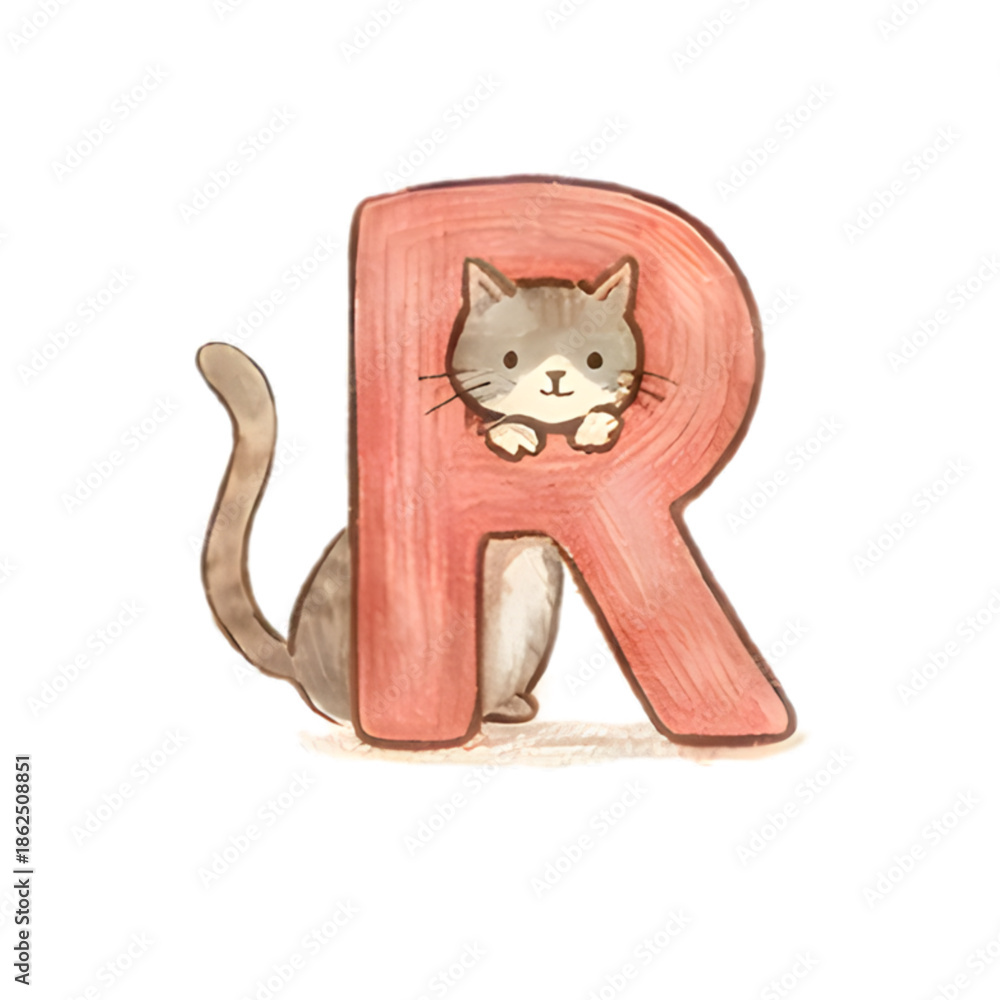 Fototapeta premium Cute Cat Alphabet Illustration