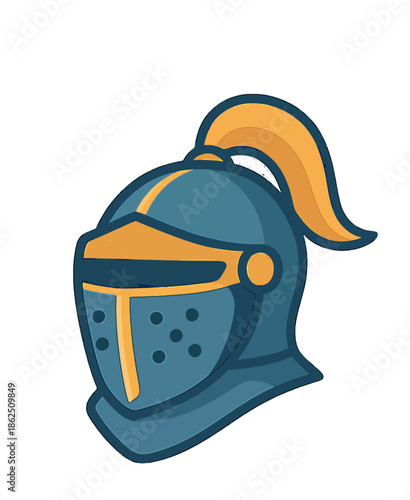 Medieval Knight Helmet Illustration.