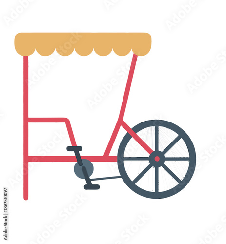 Red Rickshaw Vehicle Illustration.