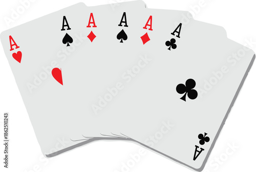 Set of five Ace playing cards with duplicate Spades for magic, probability, and card game design concepts.