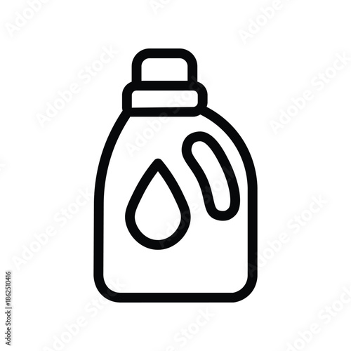 Minimal line icon of a detergent bottle representing laundry cleaning product and household washing supplies in a clean modern vector style