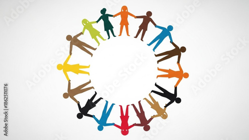Diverse group of people holding hands in a circle, symbolizing unity and togetherness