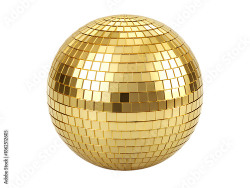 gold disco mirror ball  isolated on transparent background