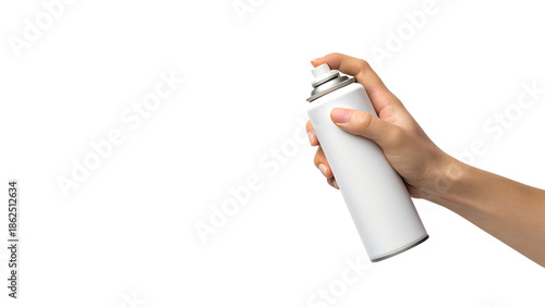 Hand using white spray isolated on transparent background