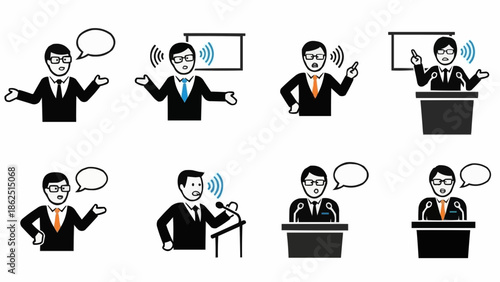 Illustrations of Public Speaking and Presentation Skills in Business.