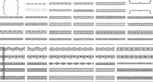 Set of hand drawn decorative borders and text dividers featuring floral and geometric doodle patterns.
