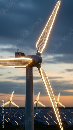 Wind Turbines at Sunset Renewable Energy.
