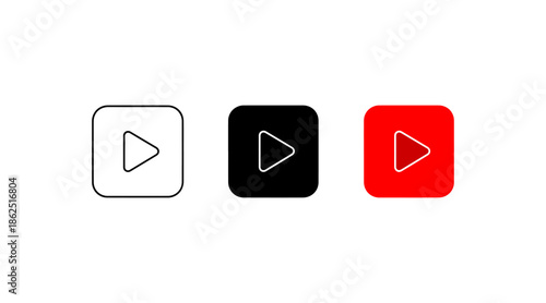 Three youtube play buttons