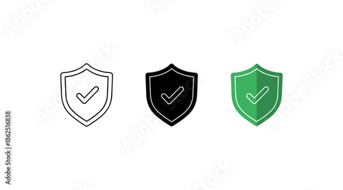 Three shields with check marks