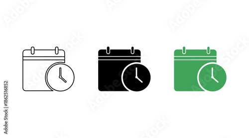 Set of calendar and clock icons