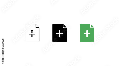 Three document icons with plus symbols