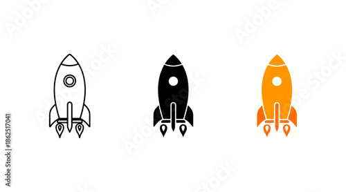 Vector of rocket icon set, Three colorful rockets