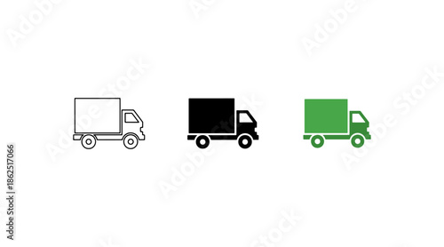 Vector of Three delivery trucks in different colors