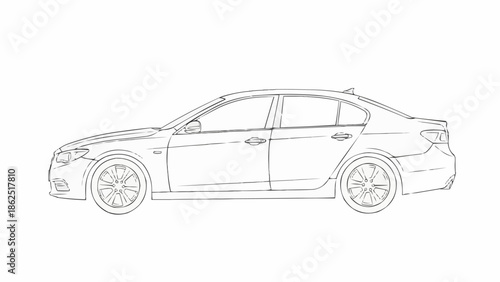 Sleek Sedan Car Outline - A Detailed Automotive Illustration.