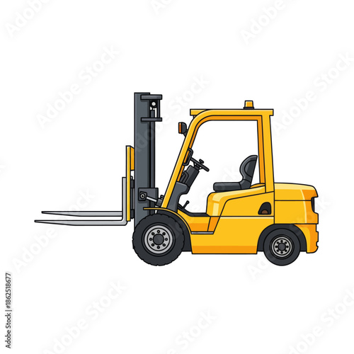Modern compact yellow forklift vehicle showcasing industrial material handling capabilities