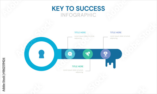 Key to Success Infographic Design with Business Growth Strategy Concept