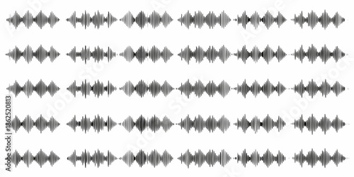 Rows of grayscale wave patterns resembling sound waves or visual frequency displays
