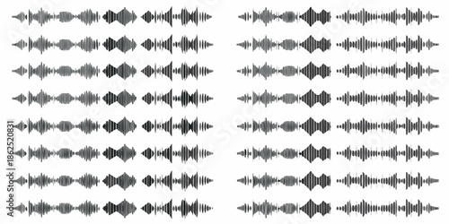A collection of grayscale waveform visualizations arranged in a grid pattern