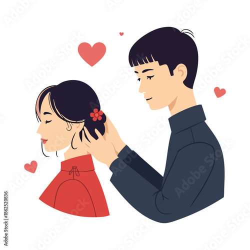 cute couple, romantic illustration, couple in love, loving couple, caring moment, romantic relationship, love concept, man and woman, sweet couple, emotional connection, romance art, valentine illustr