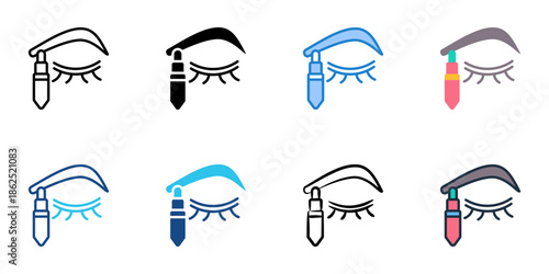 Eyebrow gel icons set multiple style collection. Editable stroke 
