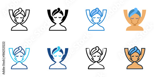 Facial treatment icons set multiple style collection. Editable stroke 

