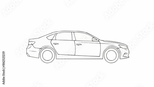 Sleek Sedan Line Art - Modern Automotive Design.