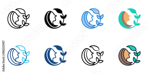 Organic beauty icons set multiple style collection. Editable stroke 
